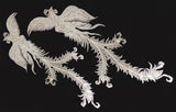Ivory Peacock Lace Applique Pair Large Sequins Embroidered Motif For Costume Sewing DIY