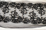 Craftuneed Bundle 7 Meters Black Floral Lace Trim Upper &amp; Lower Matching Pair Embroidered Tulle Lace Trimming for Sewing