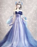 1:3 Scale Doll Butterfly Fairy Dress Handmade Blue Purple Gradient Glitter Gown Set