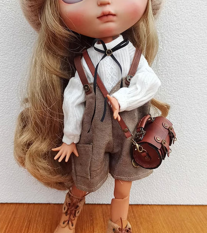Craftuneed 1:6 Scale Handmade Leather Satchel Doll Bag Mini Crossbody Shoulder Bag for BJD Dolls