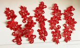 Bundle 5pcs red sew on lace applique embroidered floral tulle lace motif patch