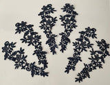 Craftuneed Bundle 6pcs navy sew on lace applique embroidered floral tulle lace motif patch