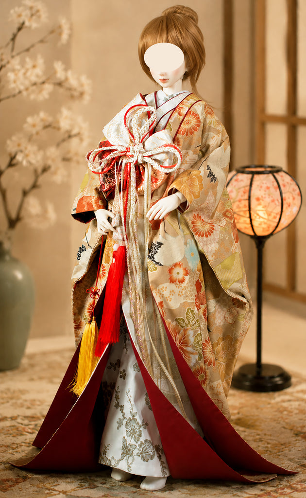 Handmade Doll Kimono Miniature Japanese Style Traditional Outfit with Obi 1/4 1/3 Scale