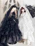 Handmade Victorian Lace Doll Bridal Dress Veil Miniature Outfit For 1/6 1/4 1/3 Scale