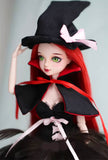 Craftuneed Halloween Witch Doll Costume Gothic Fantasy Outfit Set Black Feather Skirt Cape Hat Corset for 1/6, 1/4, 1/3 Scale Dolls