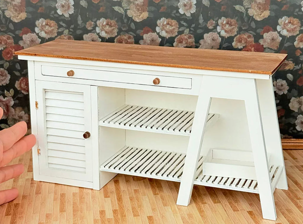 Handmade Dollhouse Side Table Cabinet Shelf Miniature Farmhouse Furniture 1:6 Scale