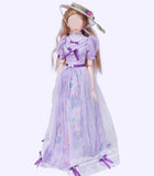 Handmade 1:6 Scale Doll Dress Miniature Lilac Purple Lace Gown with Hat Custom Outfit