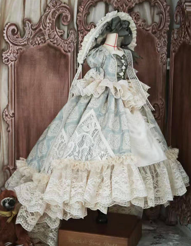 Craftuneed Victorian Rococo Doll Dress Set for BJD Includes Lace Grown, Underskirt, Petticoat and Hat Fits 1/6 OB24 1/4 1/3 Dolls