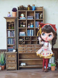 Dollhouse Vintage Wooden Furniture – Miniature Tall Cabinet & 9-Drawer Cabinet (1:6 Scale)