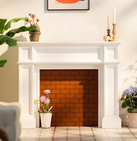 1:6 Scale Dollhouse Fireplace Miniature Wooden Mantel Handmade Dollhouse Furniture