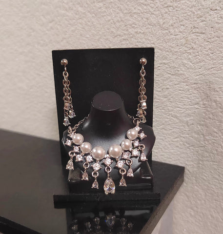 Handmade 1:6 Scale Doll Necklace & Earrings Set Miniature Faux Pearl Rhinestone Jewellery