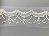 Ivory Beaded Sequin Lace Trim 3 Yards Floral Bridal Wedding Sewing Material
