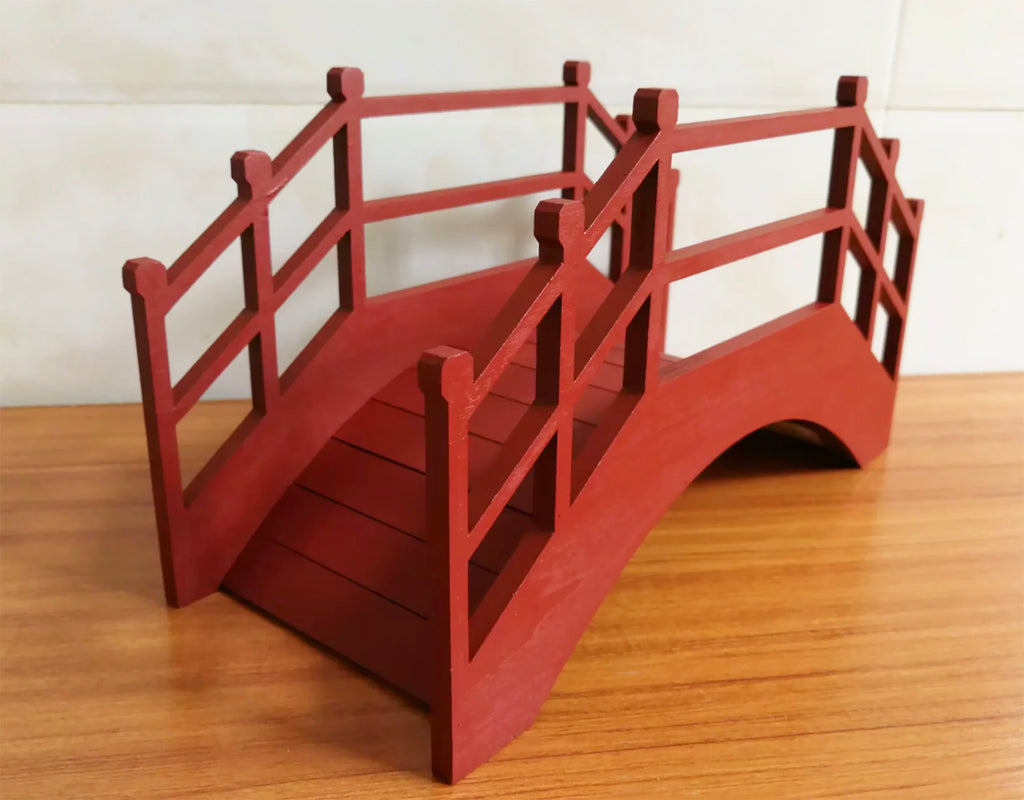 Handmade 1:6 Miniature Wooden Arch Bridge Traditional Japanese Style Dollhouse Bridge
