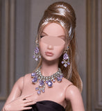 1:6 Scale Doll Necklace and Earrings Set Miniature Rhinestone Jewellery Multiple Colours