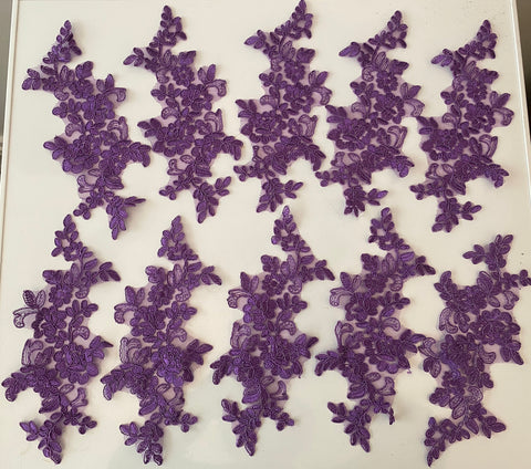 Craftuneed Job lot 10pcs lilac purple sew on lace applique floral tulle lace motif patch