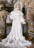 Craftuneed Edwardian Doll Dress with Bonnet for BJD Antique Vintage-Inspired Lace Grown Costume Fits For 1/6 1/4 1/3 Dolls