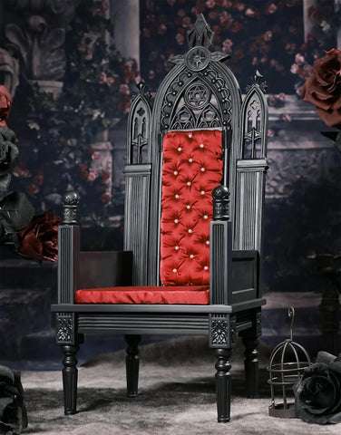 Craftuneed 1:6 Scale miniature dollhouse Gothic Royal Throne Chair Resin Doll furniture Black Gold White Red Handmade