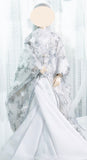 Handmade Doll Silver Floral Kimono Miniature Japanese Style Wedding Outfit 1/4 1/3 Scale
