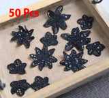 50pcs Black Floral Sequin Lace Applique Embroidered Flower Motif Patches For Sewing DIY