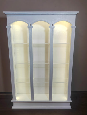 Handmade Wooden Dollhouse Display Cabinet with Lighting 1:6 Scale Miniature Furniture for Collectible Dolls & Diorama Decor