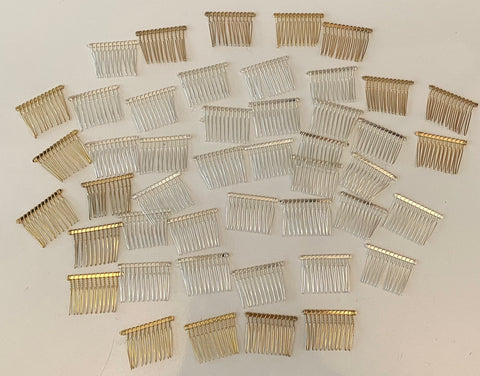 Craftuneed Bundle big lot 46pcs silver gold colour small metal hair combs findings accessory 4.8 X 3.5cm