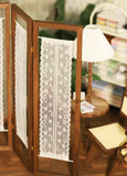 1:6 Scale Miniature French Vintage Folding Screen Dollhouse Room Divider with Lace & Fabric Panels Handmade Doll Furniture