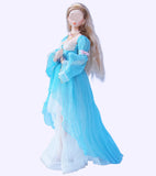 Handmade 1:6 Scale Fairytale Romantic Doll Dress with Necklace Miniature Victorian Style Gown