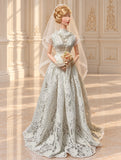 Handmade Doll Wedding Dress and Veil Vintage Lace Bridal Gown 1/6 1/4 1/3 Scale