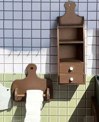 1:6 Scale1:6 Scale Dollhouse Bathroom Shelf Toilet Paper Holder Handmade Miniature Wood Furniture