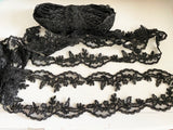 Craftuneed Bundle 13.3 Meters black floral lace trim sew on embroidered tulle dress lace trimming for Sewing