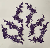 Craftuneed Bundle lot 6pcs purple sew on lace applique embroidered floral lace motif patch