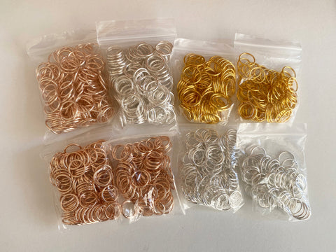 Craftuneed Bundle 500pcs Stainless Steel Circle Jump Rings 14mm - 16mm for craft making jewellery findings silver rose gold colour