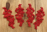 4pcs Red Floral Lace Appliques Embroidered Flower Lace Motif Patch on Tulle