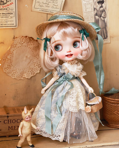 Craftuneed Victorian Style Lace Doll Dress Set for BJD Includes Dress, Petticoat and Hat Fits 1/6 OB24 1/4 1/3 SD Dolls Handmade Luxury