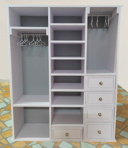 1:6 scale Dollhouse Wardrobe Miniature Closet Storage with Hangers Furniture Handmade