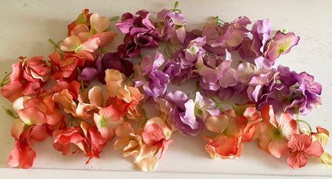 Craftuneed Bundle 21 bunches fabric floral petals sew on glue on hydrangeas flower petals pink red lilac purple