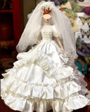 Handmade 1:6 Scale Doll Wedding Gown & Veil Set Miniature Couture Dress