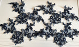 Craftuneed Bundle 4pcs navy tulle lace applique sew on embroidered floral lace motif patch