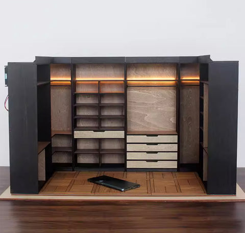 1:6 Scale Miniature Dollhouse Wardrobe Closet DIY Kit | Pre-Coloured Wood Panels Flat Pack Unassembled
