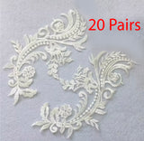 Ivory Floral Lace Applique Pair Bridal Embroidered Lace Motifs 20 Pairs (40pcs)