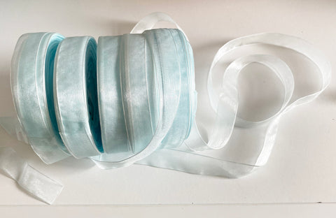 Craftuneed Bundle 500 Meters Sky Blue Organza Ribbon High quality 5 Rolls Trims for Craft Gift Wrapping Wedding Decor