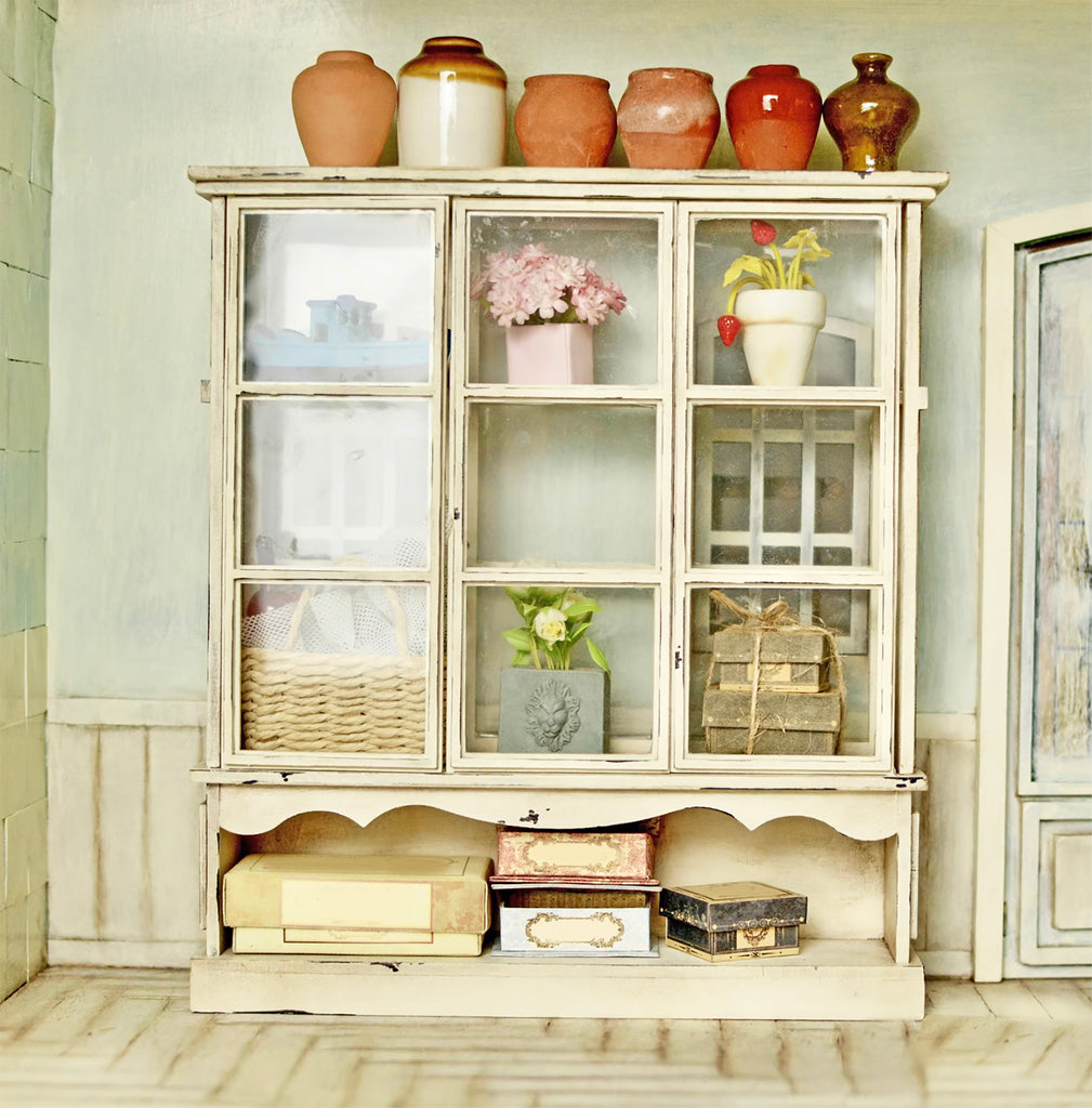 Unassembled Display Unit Vintage Style Dollhouse Display Cabinet DIY Kit – 1/6 & 1/12 Scale Min ...