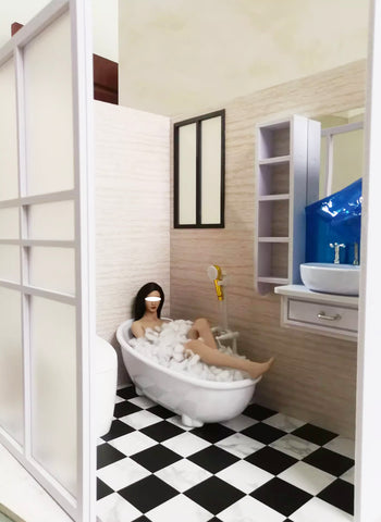 Craftuneed 1:6 Scale Miniature Doll Bathroom Scene Setup Dollhouse Bathtub Sink & Toilet Furniture for Fashion Dolls
