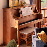 Craftuneed Miniature Dollhouse 1:6 Scale Wooden Upright Piano with Matching Stool Doll Furniture