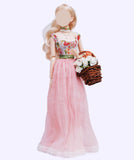 Handmade 1:6 Scale Doll Dress with Necklace Miniature Pink Lace Tulle Gown Custom Outfit