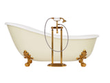 Craftuneed 1:6 Scale Miniature Vintage Clawfoot Bathtub and Freestanding Faucet Dollhouse Bathroom Bath Furniture For Fashion Dolls