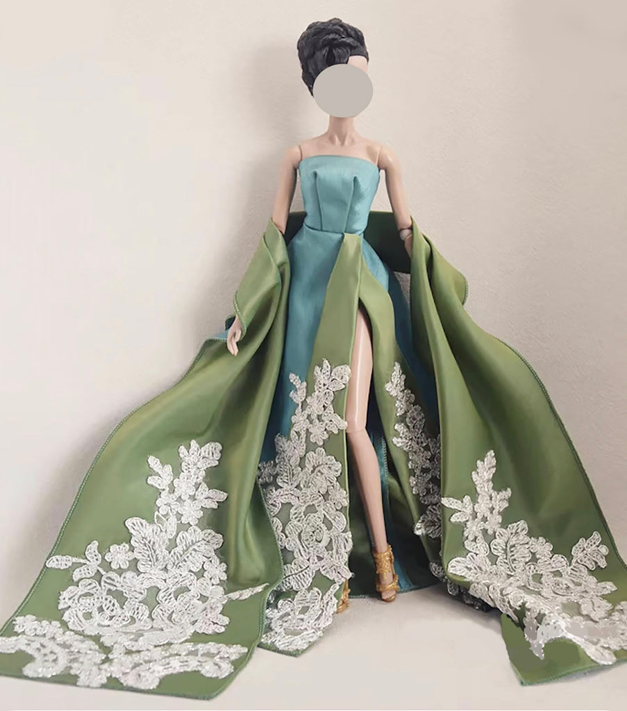 Custom Doll Lace & Satin Dress Shawl Inspired by Previous Design Handmade 1:6 Scale
