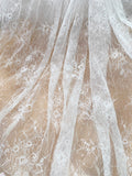 3 Yards Ivory Sequin Lace Fabric Embroidered Floral Tulle Lace for Bridal DIY