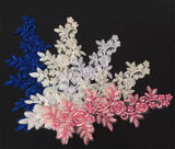 10 Pairs Embroidered Lace Appliques, Bridal Dress Floral Lace Motifs Patch