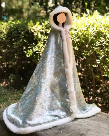 Handmade Doll Hooded Cape Miniature Satin Faux Fur Cloak 1/6 1/4 1/3 Custom Fit